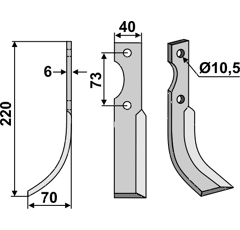 Fräsmesser Links 220 x 40 Agrimac Nachbau