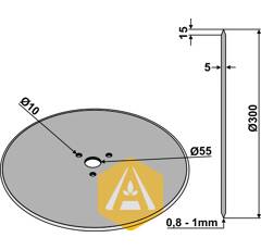 Coutre circulaire lisse Ø 300 x 5 mm pour charrue adaptable - BlackSteel©