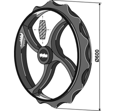 Roue cambridge Ø 600 mm pour rouleau émotteur DAL-BO 15394 adaptable - BlackSteel©