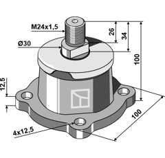 Palier filet à droite pour déchaumeur LEMKEN 55510034 adaptable - BlackSteel©