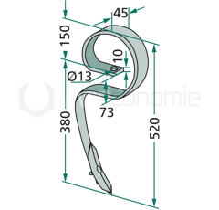 Dent pour cultivateur VADERSTAD 201470 adaptable 