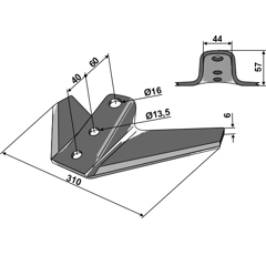 Soc triangulaire pour déchaumeur KVERNELAND KK301123R adaptable - Blacksteel©