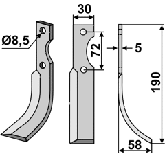 Fräsmesser Rechts 190 x 30 Nibbi Decimo Nachbau