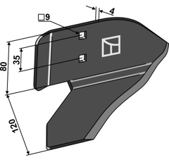 Lame droite 120 mm pour bineuse EINBÖCK 15-286-01 adaptable - BlackSteel©