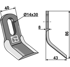 Fléau 86 mm pour broyeur FERRI 09001049 adaptable