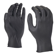 Boîte de 50 gants noirs phytosanitaires jetables en nitrile | GRIP