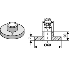 Buchse 20x20 für Häcksler GILBERS – Nachbau  
