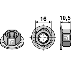 Sechskantmutter für Mähwerk KUHN 80201062 Nachbau