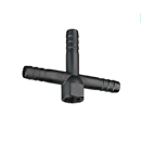 Raccord en croix fileté / cannelé 1/4" F en nylon