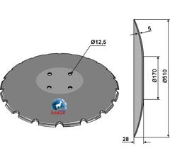 Disque crénelé ∅510x5 pour déchaumeur VOGEL & NOOT RA132406 adaptable - Blacksteel©