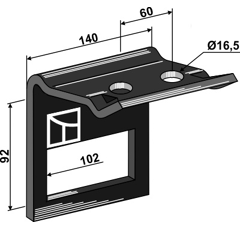 Abrazadera de fijación para diente 100 x 12 mm adaptable