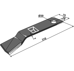 Fléau 310 x 75 mm pour broyeur VOTEX 35.10.030/3 adaptable