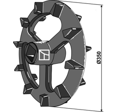 Rueda crosskill Ø 350 mm para rodillo MASCHIO F20020154 adaptable