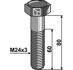 Boulon M24x3 x 80 pour broyeur STROM adaptable - Blacksteel©