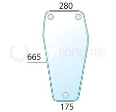 Pare-brise droit pour machine agricole DEUTZ-FAHR 4351731 adaptable