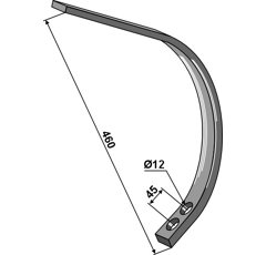Dent partie inférieure 560 mm pour cultivateur adaptable