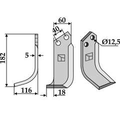 Lame gauche pour Fraise/Rotavator MASCHIO/GASPARDO 73100405 adaptable - Blacksteel©