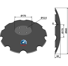 Disque crénelé ∅560x6 pour déchaumeur FARMET 3006559 adaptable - Blacksteel©