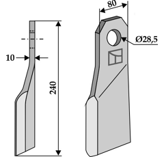 Fléau droite pour broyeur 240x80mm  GILBERS 802-001 adaptable - Blacksteel©