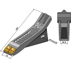 Grubberscharspitze - Hartmetall beschichtet 101EXT1135 Alpego Nachbau