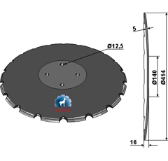 Disque crénelée ∅414x5 pour déchaumeur SULKY/SKY 092747 adaptable - Blacksteel©