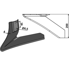Lame gauche 200 mm pour bineuse EINBÖCK 15-172-01 adaptable - BlackSteel©