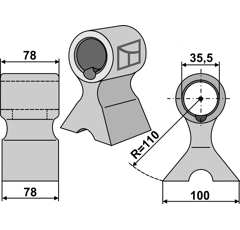 Marteau pour broyeur 78x78mm SEPPI 190.02.002 Adaptable Blacksteel©
