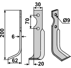 Fräsmesser Links 200 x 30 Honda Nachbau