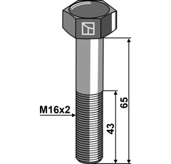 Boulon M16x2 x 65 pour broyeur HERDER adaptable - Blacksteel©