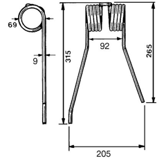 Federzinken FARENDLOSE links 511043 GW217G - Nachbau