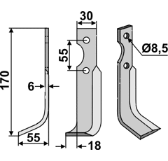 Fräsmesser Links 170 x 30 BCS Nachbau