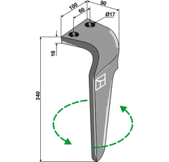 Dent gauche pour herse rotative BREVIGLIERI E0200001 adaptable - Blacksteel©