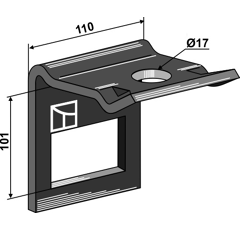 Halter für Zinken 80x12 mit Verstärkungsfeder 80x10