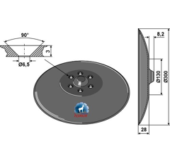 Säscheibe glatt Ø300x3 mm  FARMET 81200406-480 Nachbau  