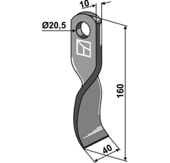 Couteau pour broyeur 160x40mm BRUNI 191300108 adaptable - Blacksteel©