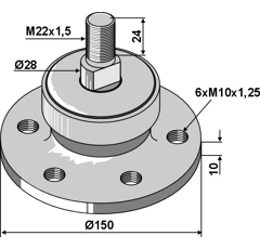 Lagerflansch / 6-Loch M10 x 1,25 / LK Ø100 – Nachbau  