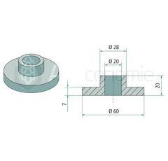 Entretoise 20x20 pour broyeur GILBERS adaptable 