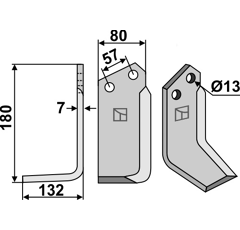 Lame gauche pour fraise AGRICOM 73000103900V adaptable
