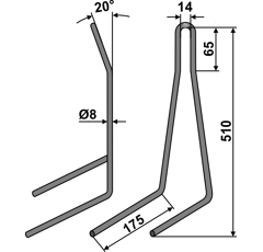 Griffe Ø8mm pour semoir RABE 9006.39.17 adaptable - Blacksteel©