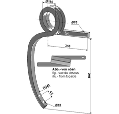 Dent droite pour cultivateur KVERNELAND KW251801 adaptable - Blacksteel©