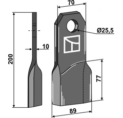 Couteau droit pour broyeur FEHRENBACH M200R adaptable - Blacksteel©