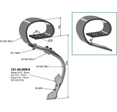 Dent à ressort complète 535 x 95 mm pour cultivateur adaptable