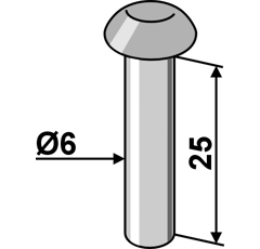 Rivet à tête ronde 6 x 25 mm adaptable