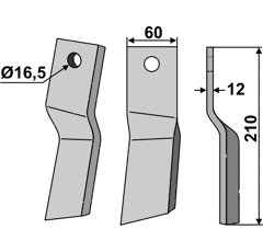 Rotorzinken,  Rechts 210 x 60 Howard Nachbau