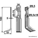 Fräsmesser Links 183 x 30 Gutbrod Nachbau