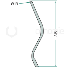 Dent efface-traces pour semoir KVERNELAND 496838 adaptable