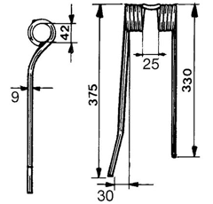 Schwaderzinken rechts für Heuwender VICON/PZ VGPZ106E GW142 - Nachbau