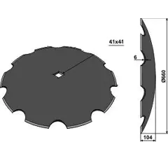 Disque crénelé ∅660x6 pour cover crop GREGOIRE BESSON 851000998 adaptable