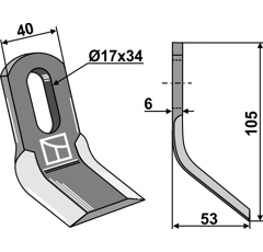 Couteau-Y pour broyeur 105x40mm GIMAC adaptable - Blacksteel©