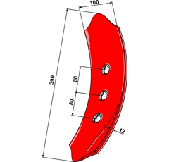 Pointe de soc gauche 390 x 100 mm pour cultivateur LANDSBERG - PÖTTINGER 00965500661 - 96550066.1 adaptable